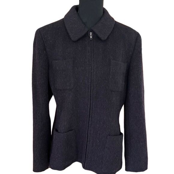 Jones New York zip front wool/polymide/mohair jacket, size 12. - Picture 1 of 6